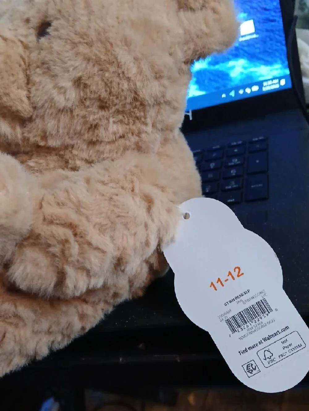 Plush Fuzzy Teddy Indoor Slippers in Light Tan - Size 11-12 (Kids)
